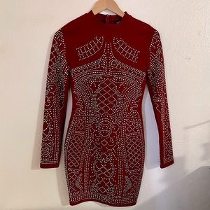 Burgundy Red long sleeve dress